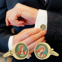 Johannes Evangelist (JMAS 06) Round Guldpläterade Manschetterknappar