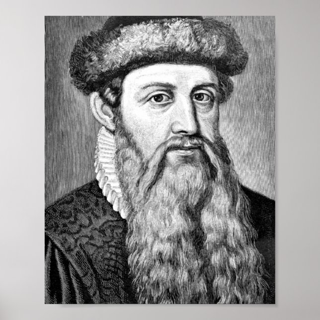 Johannes Gutenberg Porträtt Poster (Framsidan)
