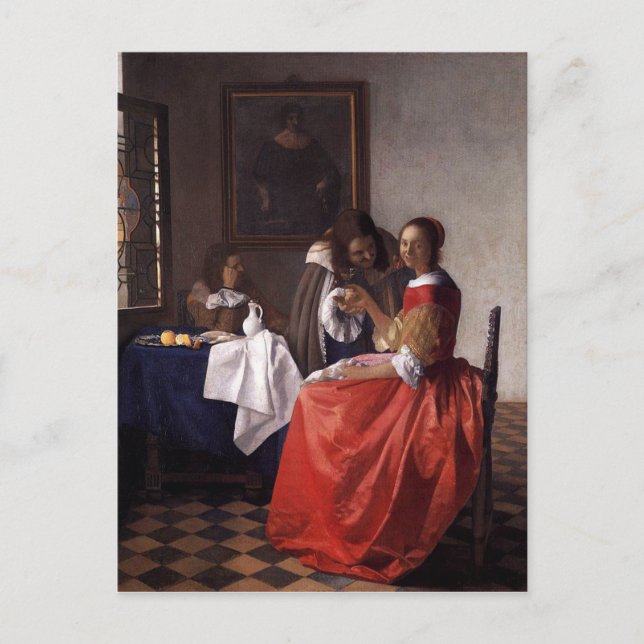 Johannes Vermeer - A Dam och två herrar Vykort (Framsida)