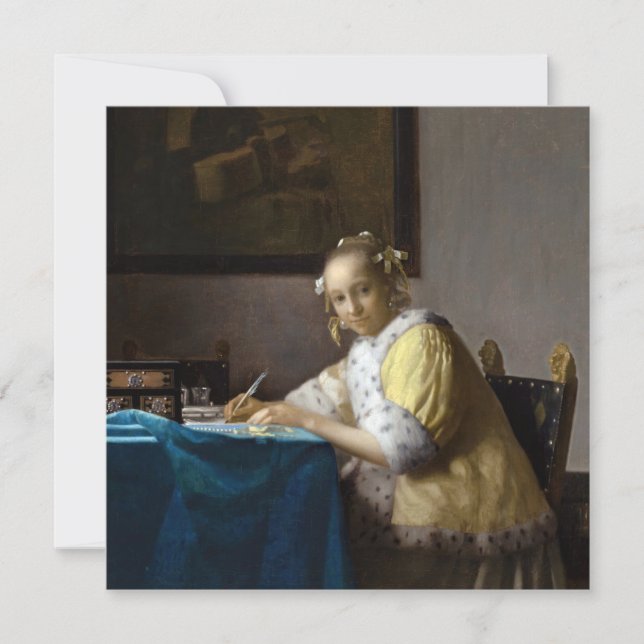 Johannes Vermeer - A Dam skriver ett Brev Inbjudningar (Framsida)