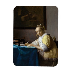 Johannes Vermeer - A Dam skriver ett Brev Magnet