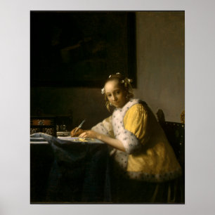 Johannes Vermeer, A Dam skriver ett Brev Poster