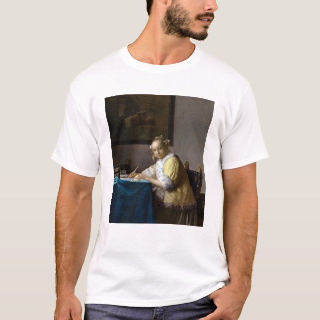 Johannes Vermeer - A Dam skriver ett Brev T Shirt (Framsida)