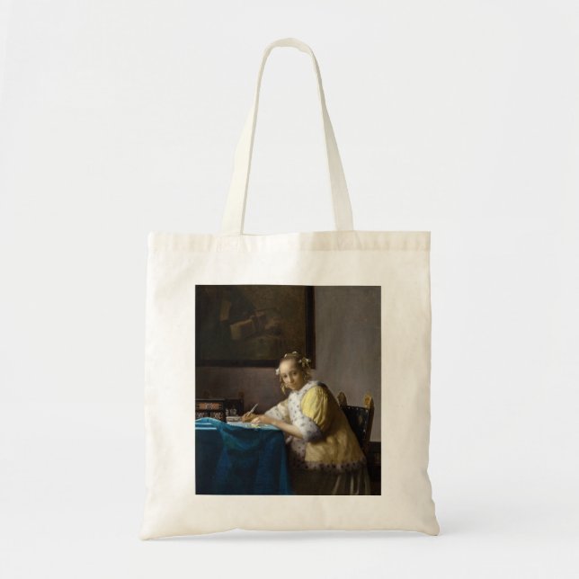 Johannes Vermeer - A Dam skriver ett Brev Tygkasse (Framsidan)