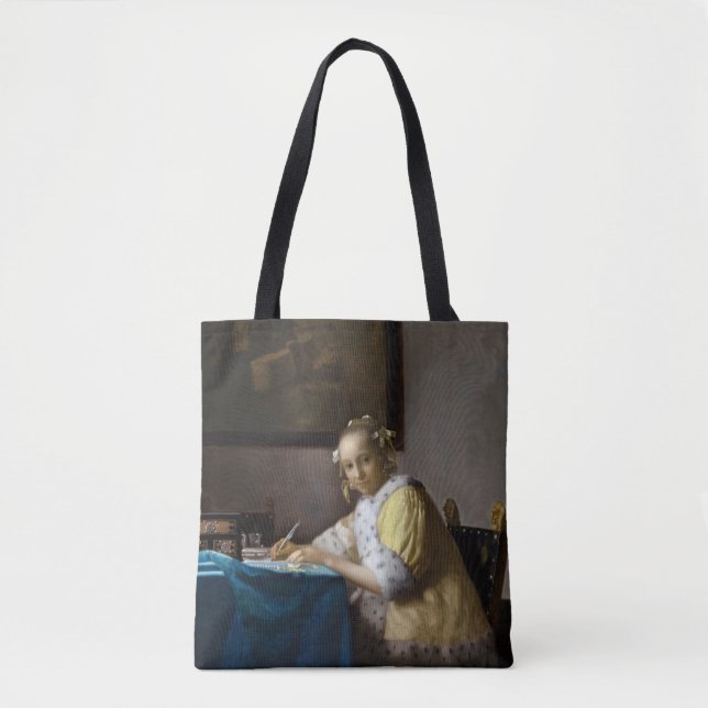 Johannes Vermeer - A Dam skriver ett Brev Tygkasse (Framsida)