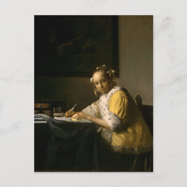 Johannes Vermeer, A Dam skriver ett vykort för Bre (Framsida)