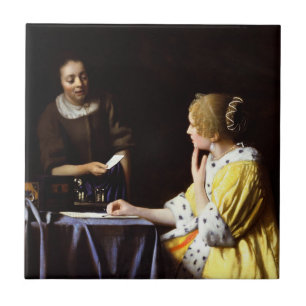 Johannes Vermeer - Älskarinna och Maid Kakelplatta