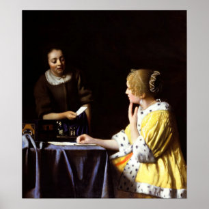 Johannes Vermeer - Älskarinna och Maid Poster