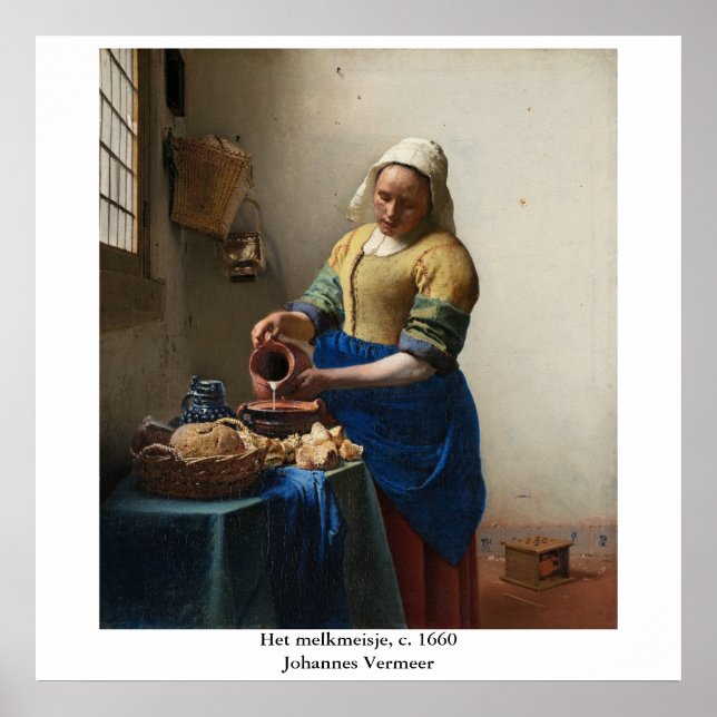 Johannes Vermeer är Milkmaid Poster (Framsidan)