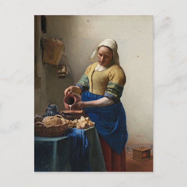 Johannes Vermeer är Milkmaid Vykort (Framsida)