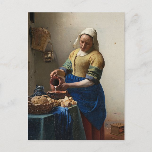 Johannes Vermeer är Milkmaid Vykort (Framsida)