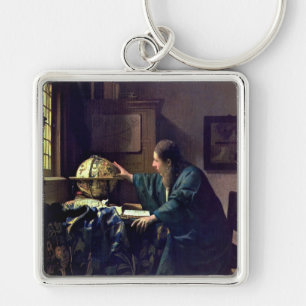 Johannes Vermeer - Astronomer Fyrkantig Silverfärgad Nyckelring