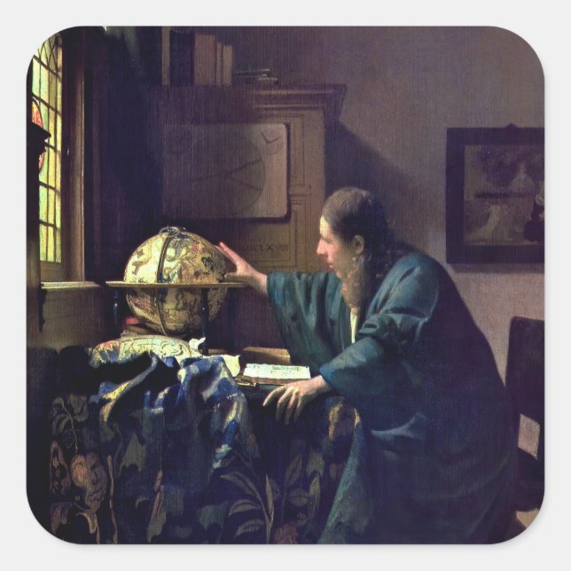 Johannes Vermeer - Astronomer Fyrkantigt Klistermärke (Framsida)