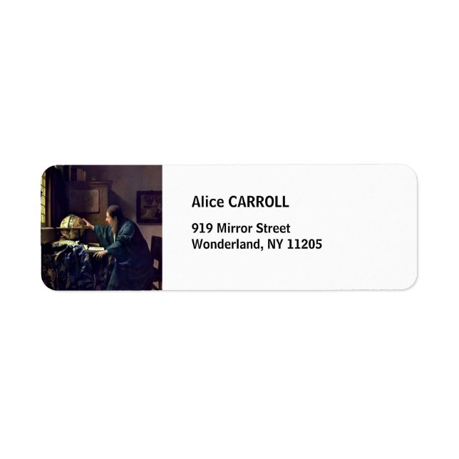 Johannes Vermeer - Astronomer Returadress Etikett (Framsidan)