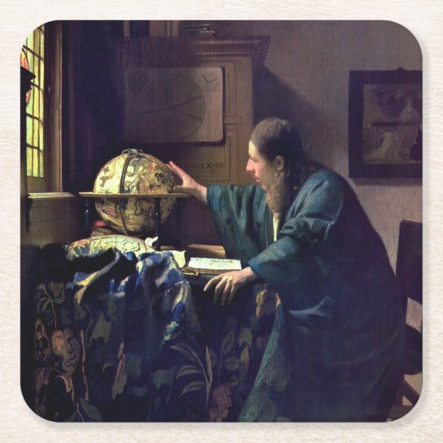 Johannes Vermeer - Astronomer Underlägg Papper Kvadrat (Framsidan)