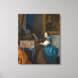 Johannes Vermeer - Dam sittande vid en virginal Canvastryck