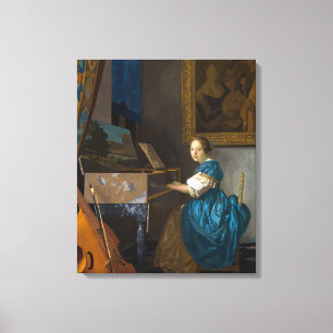 Johannes Vermeer - Dam sittande vid en virginal Canvastryck