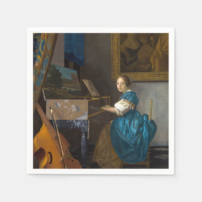 Johannes Vermeer - Dam, sittande vid ett unggialt Pappersservett (Framsidan)