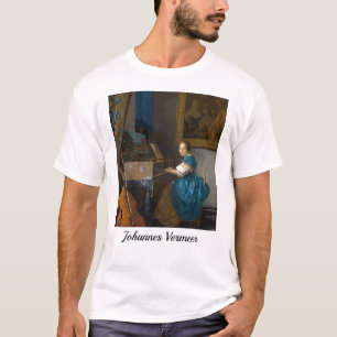 Johannes Vermeer - Dam, sittande vid ett unggialt T Shirt