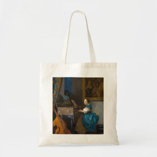 Johannes Vermeer - Dam, sittande vid ett unggialt Tygkasse