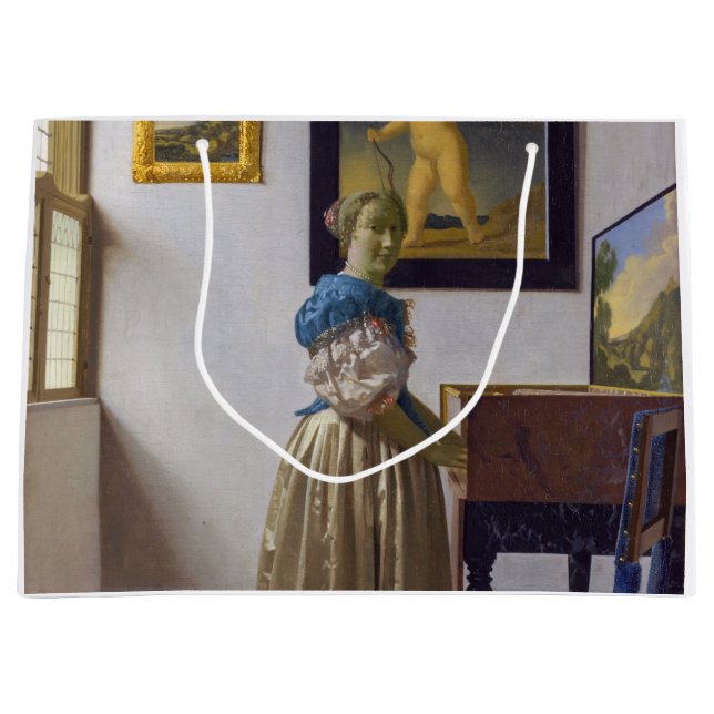 Johannes Vermeer - Dam Ställande vid ett jungfruli (Framsidan)