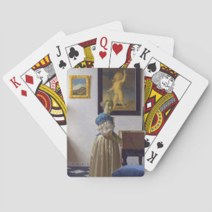 Johannes Vermeer - Dam Ställande vid ett jungfruli Casinokort