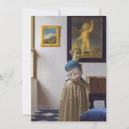 Johannes Vermeer - Dam Ställande vid ett jungfruli Inbjudningar