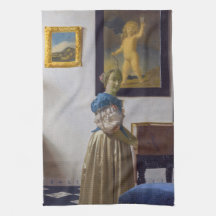 Johannes Vermeer - Dam Ställande vid ett jungfruli