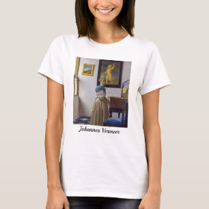 Johannes Vermeer - Dam Ställande vid ett jungfruli T Shirt
