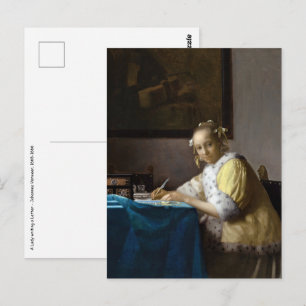 Johannes Vermeer - En dam som skriver ett brev Vykort