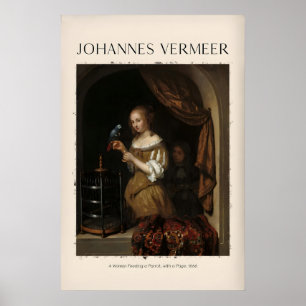 Johannes Vermeer En kvinna som matar papegoja - Ho Poster