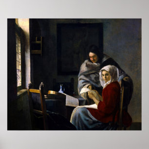 Johannes Vermeer - Flicka avbruten vid musiken Poster