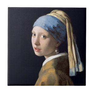 Johannes Vermeer - flicka med ett pärlemorfärg Kakelplatta