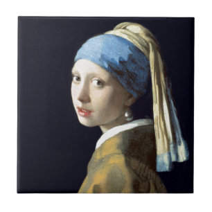 Johannes Vermeer flicka med ett pärlemorfärg Kakelplatta