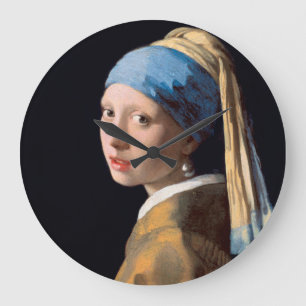 JOHANNES VERMEER - Flicka med ett pärlemorfärg Stor Klocka