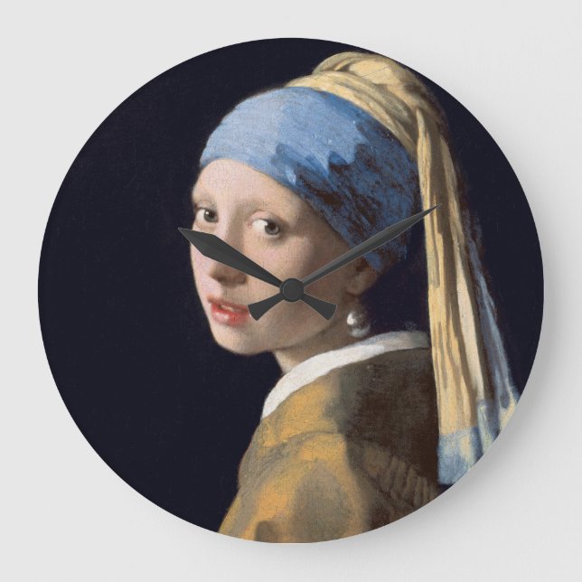 JOHANNES VERMEER - Flicka med ett pärlemorfärg Stor Klocka (Framsida)