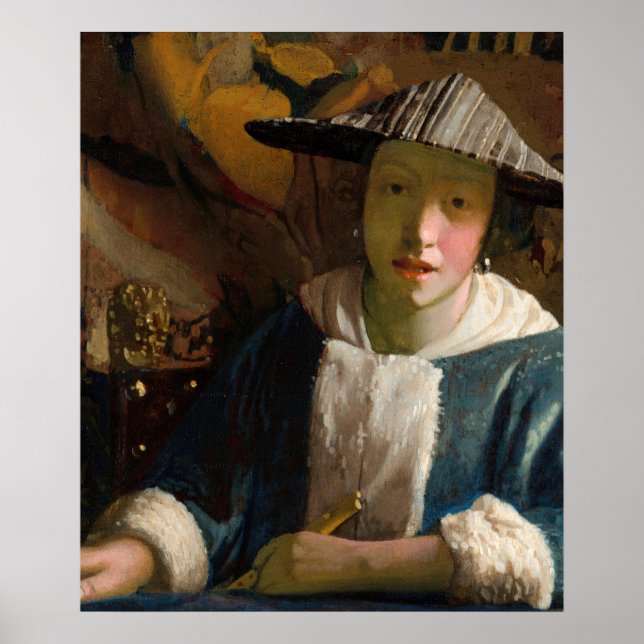 Johannes Vermeer - Flicka med flöjt Poster (Framsidan)