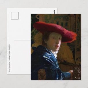 Johannes Vermeer - Flicka med röd hatt Vykort