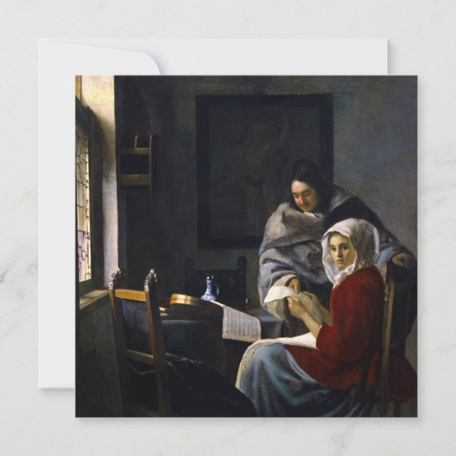 Johannes Vermeer - Flickan avbröts på sin musik Inbjudningar (Framsida)