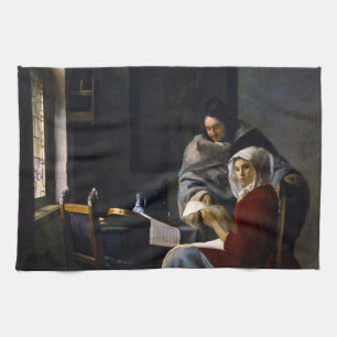 Johannes Vermeer - Flickan avbröts på sin musik Kökshandduk