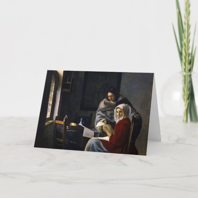 Johannes Vermeer - Flickan avbröts på sin musik Kort (Framsida)