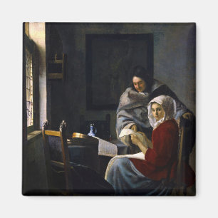 Johannes Vermeer - Flickan avbröts på sin musik Magnet