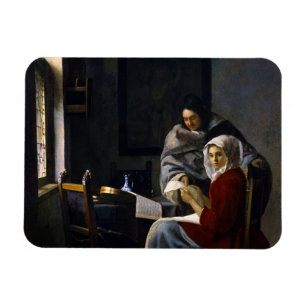 Johannes Vermeer - Flickan avbröts på sin musik Magnet