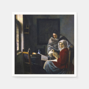 Johannes Vermeer - Flickan avbröts på sin musik Pappersservett