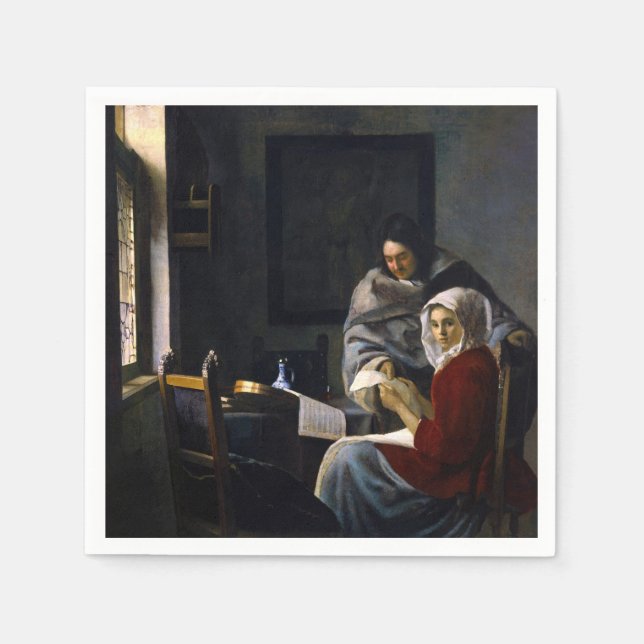 Johannes Vermeer - Flickan avbröts på sin musik Pappersservett (Framsidan)