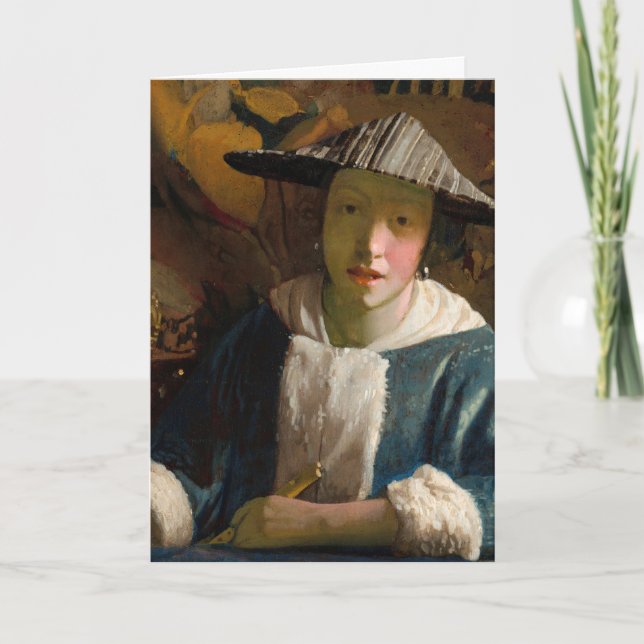 Johannes Vermeer - Flickan med en Flute Kort (Framsida)