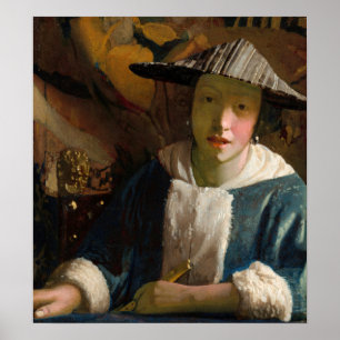 Johannes Vermeer - Flickan med en Flute Poster