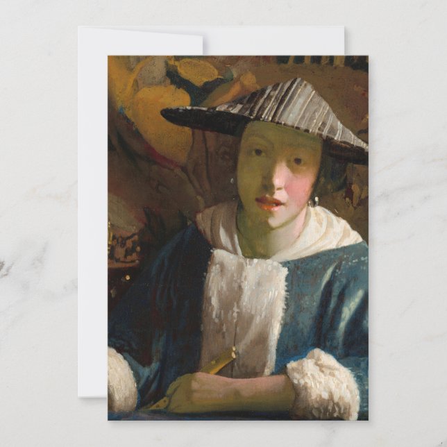 Johannes Vermeer - Flickan med en Flute Tack Kort (Framsida)