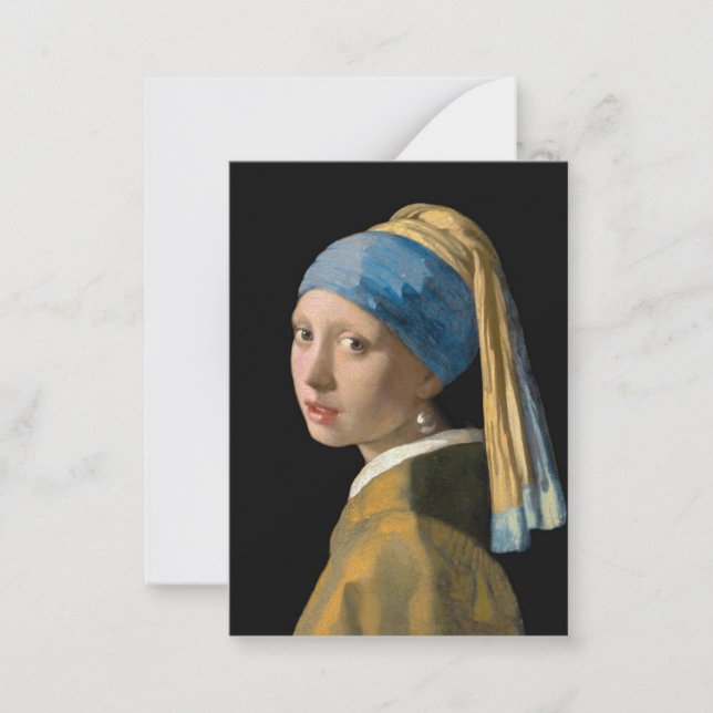 Johannes Vermeer - Flickan med en Pearl Earring Anteckningskort (Framsida)