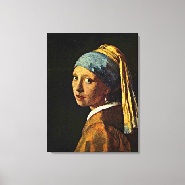 Johannes Vermeer - Flickan med en Pearl Earring Canvastryck (Framsida)